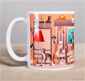 Lustige Windhunde im Naif-Stil rennen um diese Tasse.

Ein zartes Geschenk für Windhundliebhaber!
