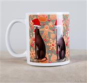 De drôles de lévriers de style Naif courent autour de cette tasse.

Un cadeau tendre pour les amat